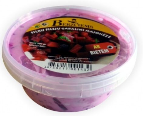 Bērzciems siļķu filejas gabaliņi majonēzē ar bietēm 300 g